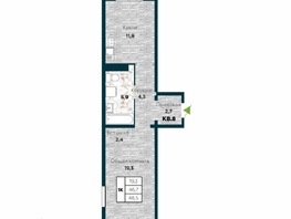 Продается 1-комнатная квартира ЖК Галактика, дом 5 Плутон, 48.5  м², 7100000 рублей