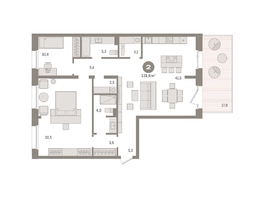 Продается 2-комнатная квартира ЖК На Декабристов, дом 6-2, 131.83  м², 22840000 рублей