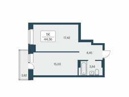 Продается 1-комнатная квартира ЖК Расцветай на Зорге, дом 2, 45.2  м², 4650000 рублей