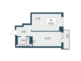 Продается 1-комнатная квартира ЖК Расцветай на Зорге, дом 3, 45.2  м², 5100000 рублей