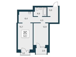 Продается 2-комнатная квартира ЖК Расцветай на Красном, дом 3,4, 53.1 м², 10450000 рублей