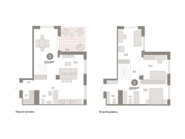 Продается 3-комнатная квартира ЖК Авиатор, дом 3, 122.98  м², 20970000 рублей