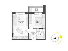 Продается 2-комнатная квартира ЖК Околица, дом 13, 39.8  м², 4650000 рублей