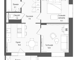 Продается 3-комнатная квартира ЖК Тетрис, корпус 2, 54.2  м&sup2;, 11422000 рублей