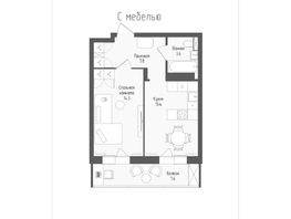 Продается 1-комнатная квартира ЖК Тетрис, корпус 2, 41.4  м², 7846900 рублей