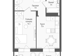 Продается 1-комнатная квартира ЖК Тетрис, корпус 2, 41.4  м&sup2;, 8100500 рублей