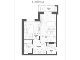 Продается 2-комнатная квартира ЖК Тетрис, корпус 2, 50.3 м², 8069100 рублей