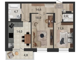 Продается 2-комнатная квартира ЖК Тетрис, корпус 2, 66.1  м², 11266000 рублей