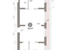 Продается 2-комнатная квартира ЖК Лебедевский квартал, д 1, 74.7  м&sup2;, 12610000 рублей