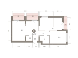 Продается 2-комнатная квартира ЖК Лебедевский квартал, дом 1, 82.9  м², 11120000 рублей