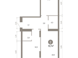 Продается 2-комнатная квартира ЖК Лебедевский квартал, дом 1, 72.7  м², 11060000 рублей