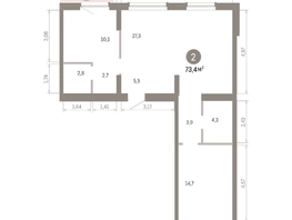 Продается 2-комнатная квартира ЖК Лебедевский квартал, дом 1, 73.4  м², 12020000 рублей