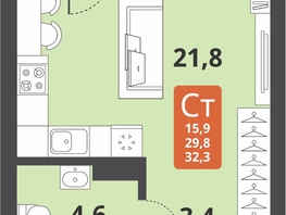 Продается Студия ЖК Тайгинский парк, дом 3, 32.3  м², 5020000 рублей