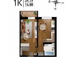 Продается 1-комнатная квартира ЖК Радуга Сибири, дом 10, 39.19 м², 4706800 рублей
