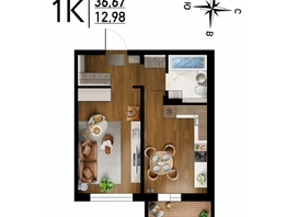 Продается 1-комнатная квартира ЖК Радуга Сибири, дом 10, 36.67 м², 4514410 рублей