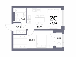 Продается 2-комнатная квартира ЖК Горская Лагуна, корпус 2, 41.1  м², 9803000 рублей