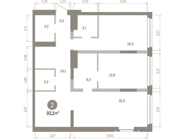 Продается 2-комнатная квартира ЖК Европейский берег, дом 45, 92.05  м&sup2;, 13520000 рублей