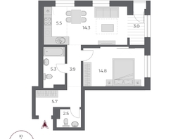 Продается 2-комнатная квартира ЖК ОСКАР, дом 2, 55  м², 10550000 рублей