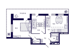 Продается 3-комнатная квартира ЖК Gorizont (Горизонт), 72.1  м², 9190000 рублей