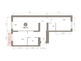 Продается 2-комнатная квартира ЖК Пшеница, 6.1, 65.65  м&sup2;, 9000000 рублей
