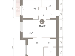 Продается 2-комнатная квартира ЖК Пшеница, 6.1, 54.98  м&sup2;, 8270000 рублей