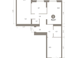 Продается 3-комнатная квартира ЖК Пшеница, 6.1, 79.38  м&sup2;, 11850000 рублей