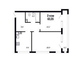 Продается 2-комнатная квартира ЖК Королёв, дом 1, 60.05  м², 8707250 рублей