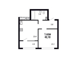 Продается 1-комнатная квартира ЖК Королёв, дом 1, 42.1  м², 6315000 рублей