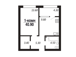 Продается 1-комнатная квартира ЖК ПАРК-квартал «Королёв», дом 4, 40.9  м², 6053200 рублей