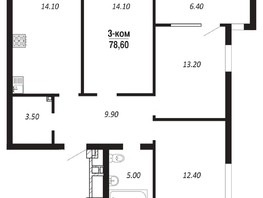 Продается 3-комнатная квартира ЖК ПАРК-квартал «Королёв», дом 3, 78.6  м², 9825000 рублей