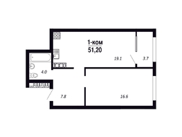 Продается 1-комнатная квартира ЖК ПАРК-квартал «Королёв», дом 1, 51.2  м², 7014400 рублей