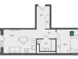 Продается 1-комнатная квартира ЖК Пушкино, дом 2, 55  м², 7100000 рублей