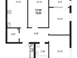 Продается 3-комнатная квартира ЖК ПАРК-квартал «Королёв», дом 3, 76.6  м², 11796400 рублей