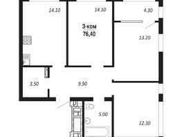 Продается 3-комнатная квартира ЖК ПАРК-квартал «Королёв», дом 2, 76.4  м², 11918400 рублей