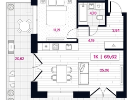 Продается 1-комнатная квартира ЖК Пушкина 77 (Pushkina 77), 69.62 м², 13270000 рублей