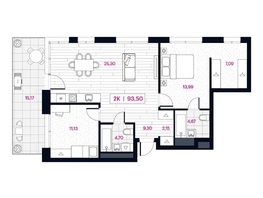 Продается 2-комнатная квартира ЖК Пушкина 77 (Pushkina 77), 93.5 м², 17760000 рублей