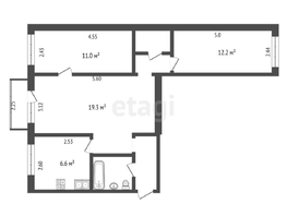 Продается 3-комнатная квартира Багратиона ул, 58.9 м², 4500000 рублей