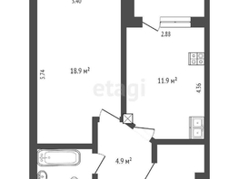 Продается 1-комнатная квартира Комарова пр-кт, 42.6  м², 5490000 рублей