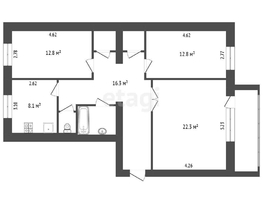 Продается 3-комнатная квартира Молодежная ул, 79.7  м², 5900000 рублей