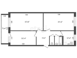 Продается 3-комнатная квартира 63.2 м², 4300000 рублей