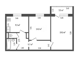 Продается 2-комнатная квартира 3-я любинская, 55.8 м², 4600000 рублей