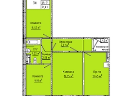 Продается 3-комнатная квартира ЖК Любинская 3-я, 30/2, 71.41 м², 6783950 рублей