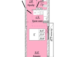 Продается 1-комнатная квартира ЖК На 2-й Дачной, 28 м², 6160000 рублей