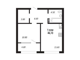 Продается 1-комнатная квартира ЖК ПАРК-квартал «Королёв», дом 2, 46.1 м², 8482400 рублей