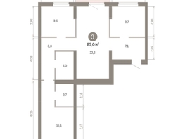 Продается 3-комнатная квартира ЖК Кварталы Драверта, дом 3, 85.03  м², 13950000 рублей
