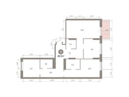 Продается 3-комнатная квартира ЖК Кварталы Драверта, дом 3, 86.9  м², 13020000 рублей