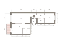 Продается 2-комнатная квартира ЖК Кварталы Драверта, дом 3, 63.07 м², 10870000 рублей