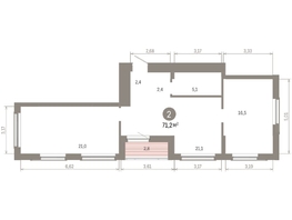 Продается 2-комнатная квартира ЖК Кварталы Драверта, дом 6, 71.2 м², 11100000 рублей