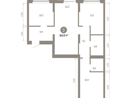 Продается 3-комнатная квартира ЖК Кварталы Драверта, дом 6, 84.62 м², 13090000 рублей