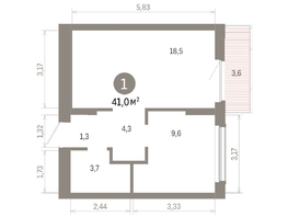 Продается 1-комнатная квартира ЖК Кварталы Драверта, дом 6, 40.99 м², 7510000 рублей